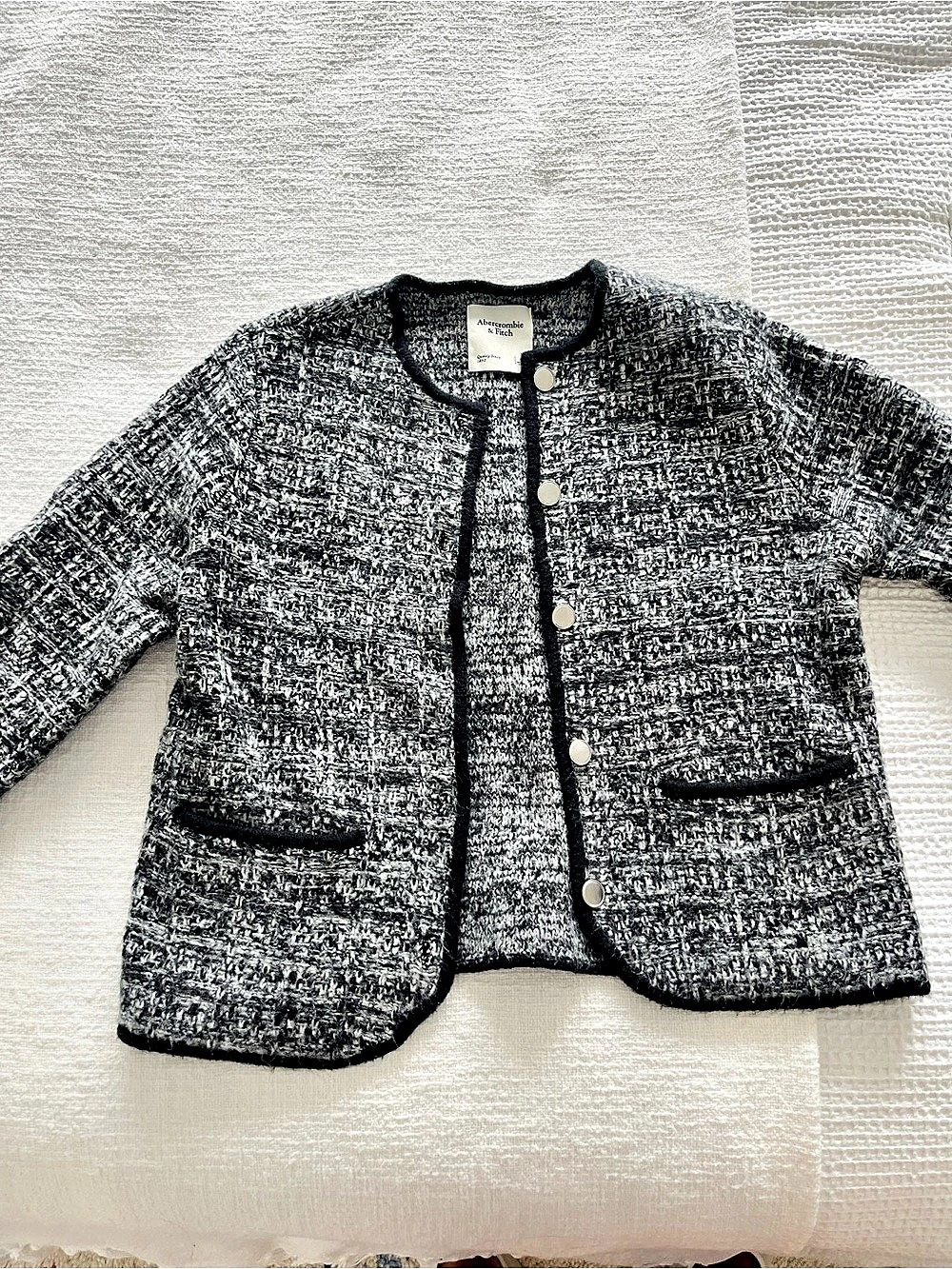 Abercrombie & Fitch Textured Tweed Blazer in Black & White Size Small